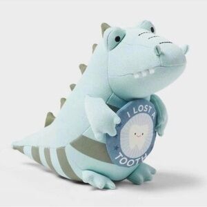 Plush Crocodile Toy - Light Blue and Gray
